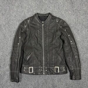 Arlen Ness Genuine Leather Jacket Womens XS Black Quilted Lined Biker
